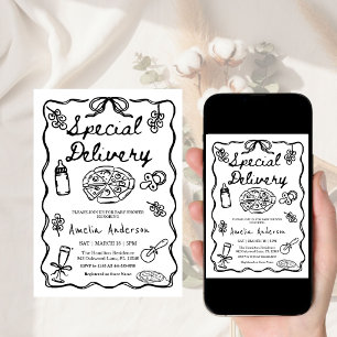 Italian Special Delivery Whimsical Baby Shower Invitation