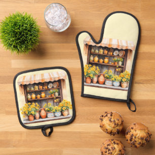Italian Spring Clipart Oven Mitt & Pot Holder Set