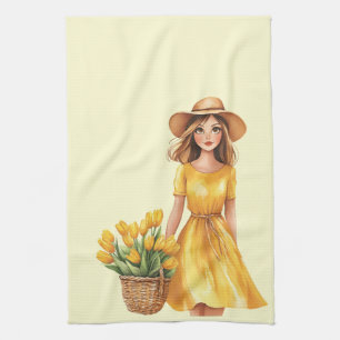 Italian Spring Clipart Tea Towel