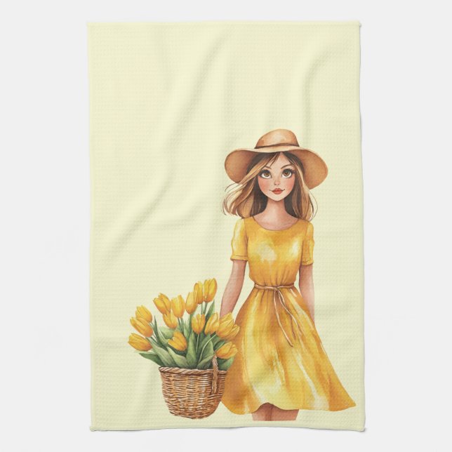 Italian Spring Clipart Tea Towel (Vertical)