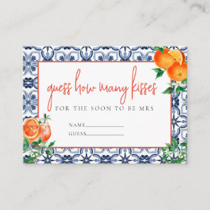 Italian Spritz How Many Kisses Shower Game Answer Enclosure Card