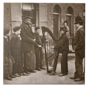 Italian Street Musicians, from 'Street Life in Lon Tile