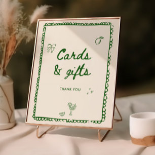 Italian Style Green Hand Drawn Cards and Gifts Poster
