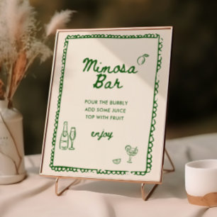 Italian Style Green Hand Drawn Mimosa Bar Poster