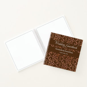 Italian Style Macchiato Brown Wedding Guest Book 