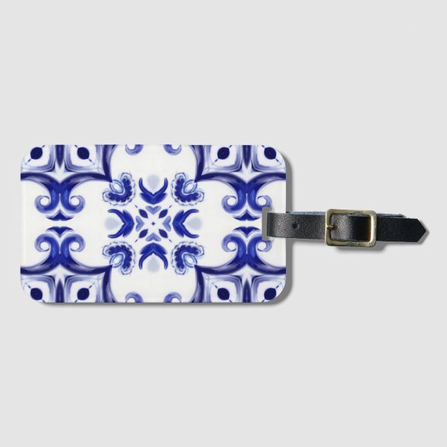 Italian style,majolica,tiles,Bath Mat Luggage Tag (Front Horizontal)