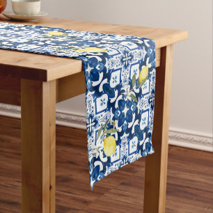 Italian style,mediterranean,majolica,lemon, medium table runner