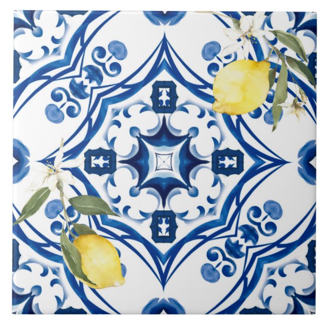 Italian style,mediterranean,majolica,lemon, tile (Front)