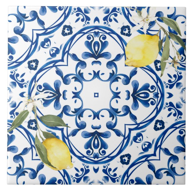 Italian style,mediterranean,majolica,lemon, tile (Front)