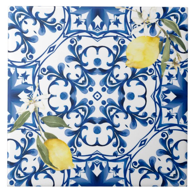 Italian style,mediterranean,majolica,lemon, tile (Front)