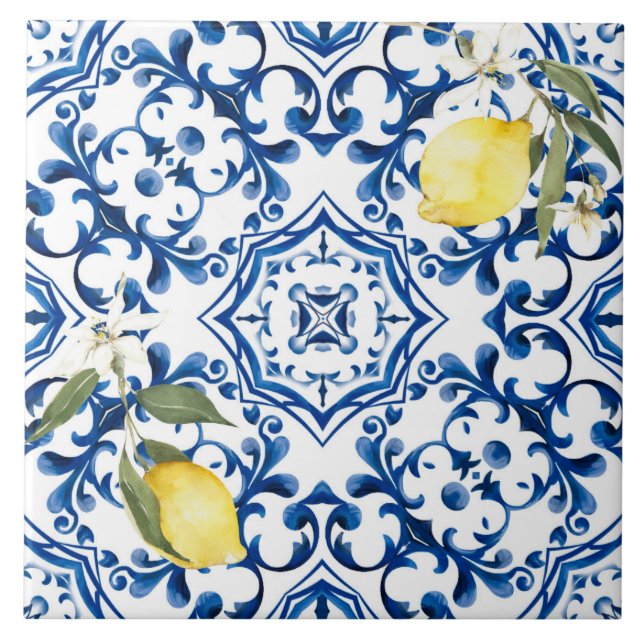 Italian style,mediterranean,majolica,lemon, tile (Front)