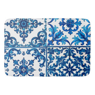 Italian style,Mediterranean,mosaic,blue, Bath Mat