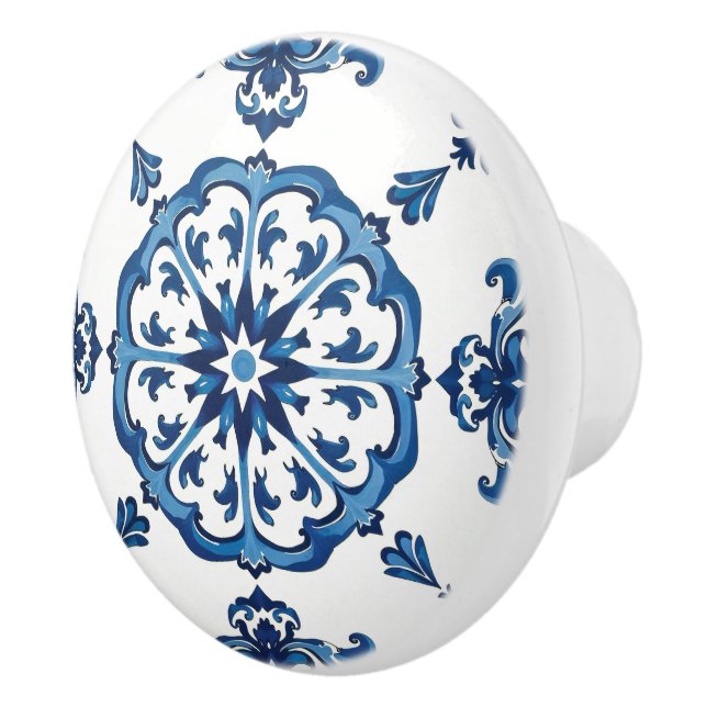Italian style,Mediterranean,mosaic,blue, Ceramic Knob (Right)