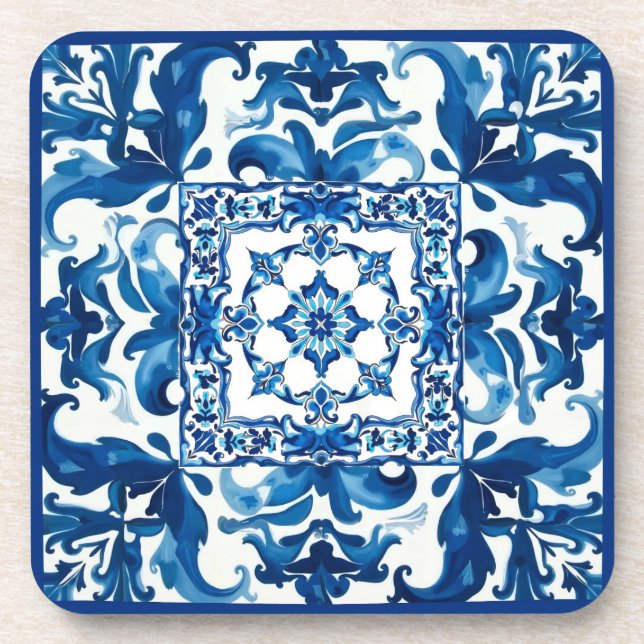 Italian style,Mediterranean,mosaic,blue, Coaster (Front)