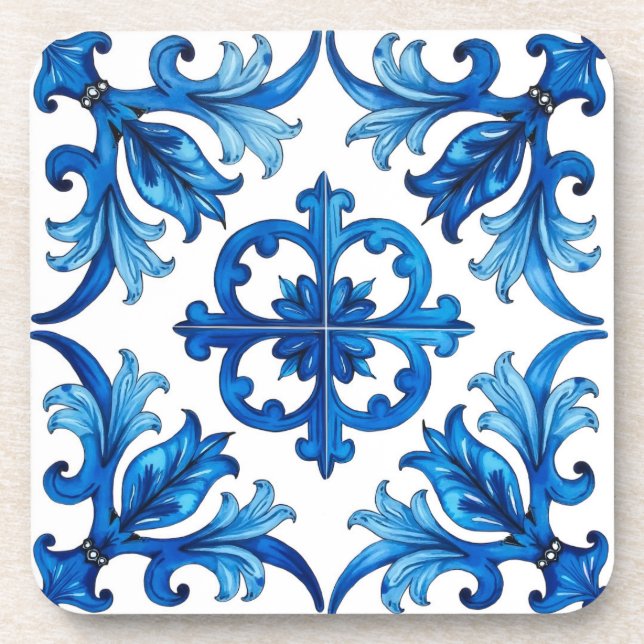 Italian style,Mediterranean,mosaic,blue, Coaster (Front)