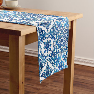 Italian style,Mediterranean,mosaic,blue, Medium Table Runner