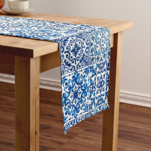 Italian style,Mediterranean,mosaic,blue, Medium Table Runner