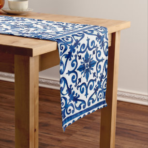 Italian style,Mediterranean,mosaic,blue, Medium Table Runner