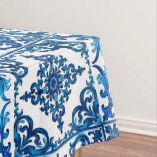 Italian style,Mediterranean,mosaic,blue, Tablecloth
