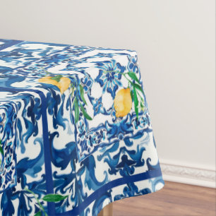 Italian style,Mediterranean,mosaic,blue, Tablecloth