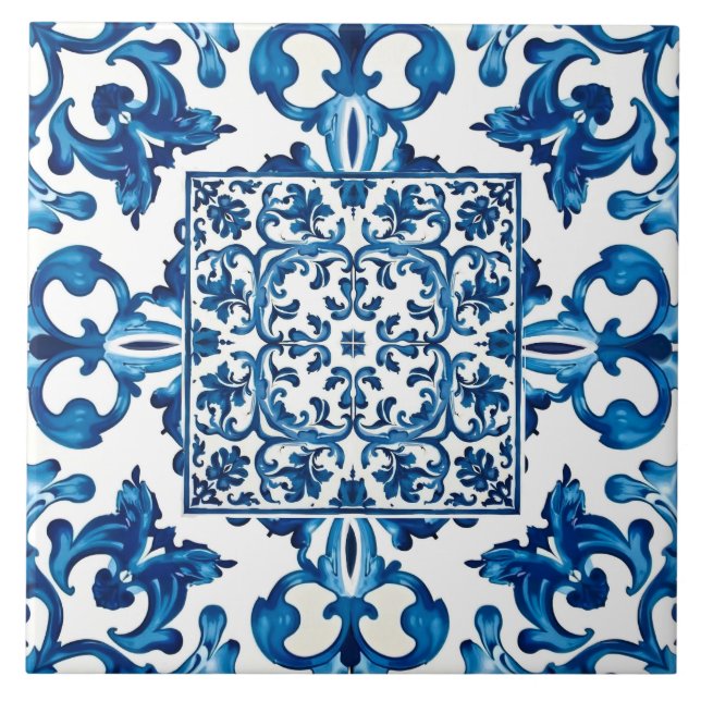 Italian style,Mediterranean,mosaic,blue, Tile (Front)