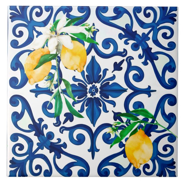 Italian style,mosaic,blue,lemon, tile (Front)