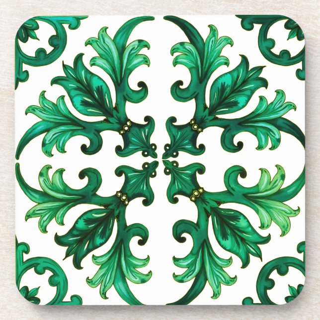 Italian style,mosaic,green  coaster (Front)