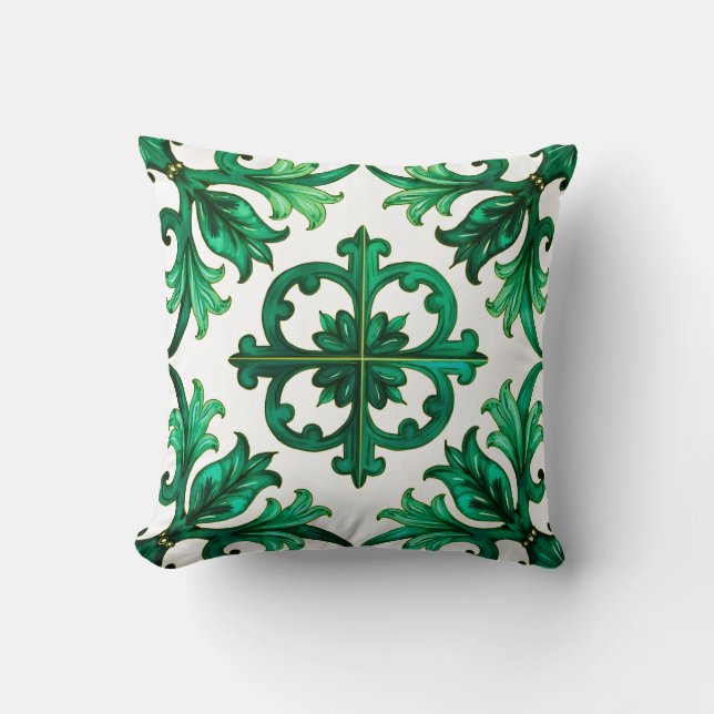 Italian style,mosaic,green Throw Pillow (Front)