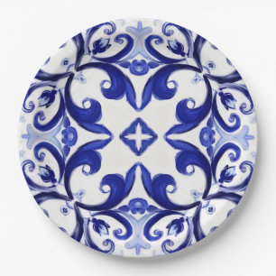 Italian style,tiles,majolica All-Over Print Paper Plate
