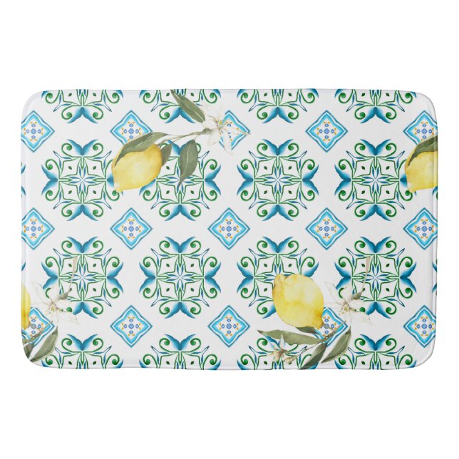 Italian style,tiles,majolica,lemon ,All-Over Print Bath Mat (Front)