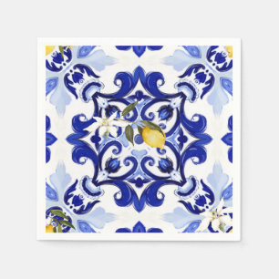 Italian style,tiles,majolica,lemon ,All-Over Print Napkin