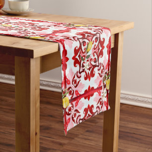 Italian style,tiles,majolica,lemon ,All-Over Print Short Table Runner