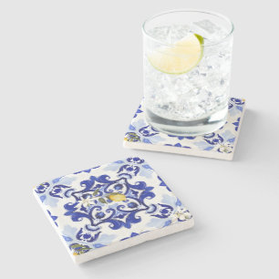 Italian style,tiles,majolica,lemon ,All-Over Print Stone Coaster