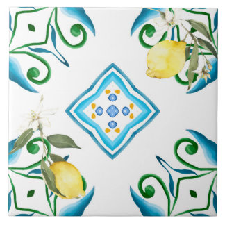 Italian style,tiles,majolica,lemon ,All-Over Print Tile