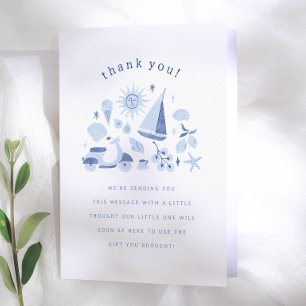 Italian Summer Blue Boy Baby Shower Thank You Card
