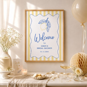 Italian Summer Citrus Lemon Bridal Shower Welcome Poster