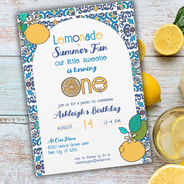 Italian Summer Lemonade Picnic 1st Birthday Invitation (Creator Uploaded)