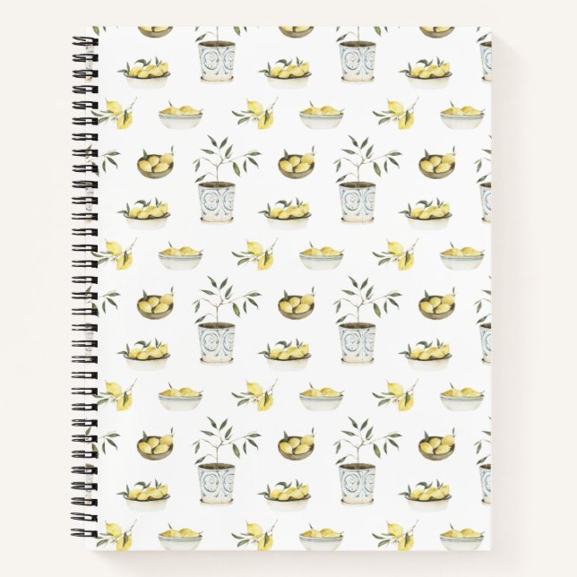 Italian summer lemons fruit bowl notebook (Front)