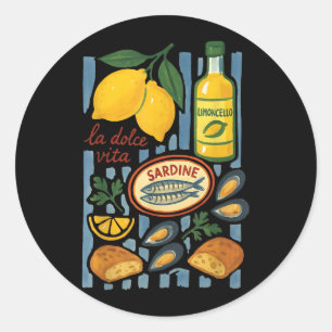 Italian Summer Scrapbook with Limoncello Seafood Classic Round Sticker