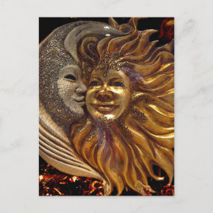 Italian Sun & Moon Carnaval Masks Postcard