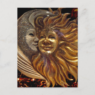 Italian Sun & Moon Carnaval Masks Postcard