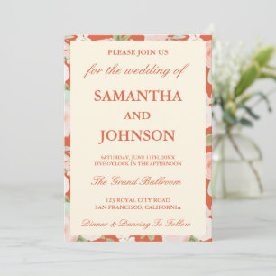 Italian Sunset Ivory Floral Monogram Photo Wedding Invitation