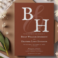 Italian Sunset Orange Minimalist Monogram Wedding