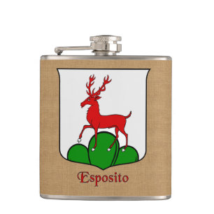 Italian Surname Esposito Heraldic Shield Hip Flask