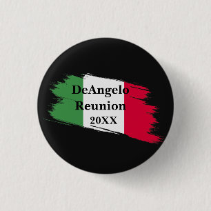 Italian Surname Name Custom Flag Colours Reunion 3 Cm Round Badge
