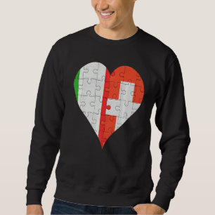 Italian Swiss Flag Heart Sweatshirt
