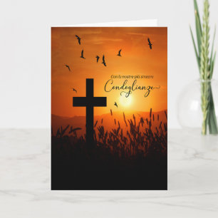 Italian Sympathy Condoglianze Sunset Cross Card