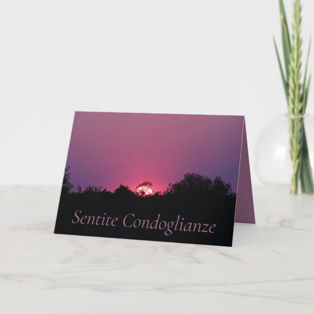 Italian Sympathy Pink Sunset Card (Front)
