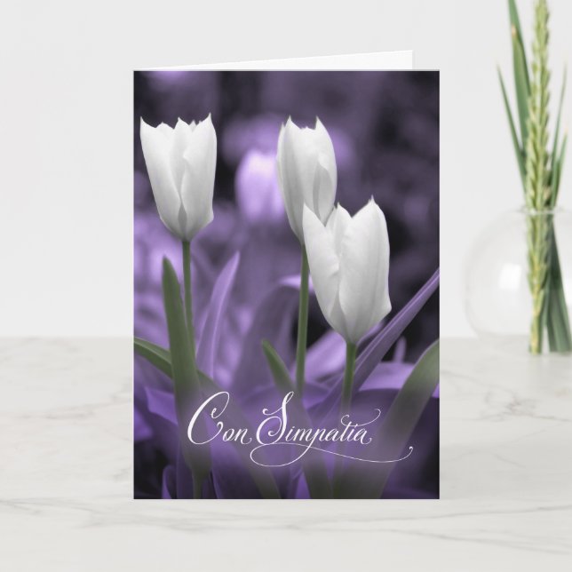 Italian Sympathy Purple with White Tulips Card (Front)