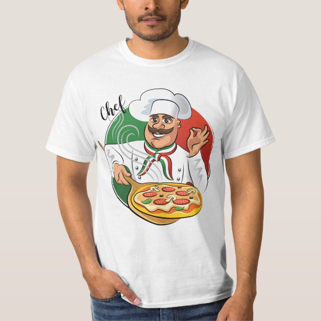 Italian T-Shirt pizzaiolo chef with Italian backgr (Front)